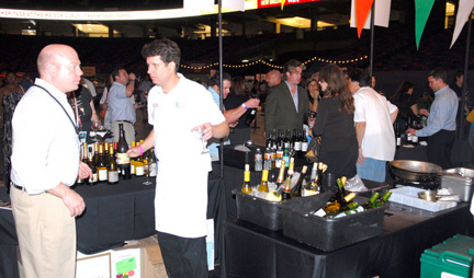 Behind the scenes at one of the wine booths.