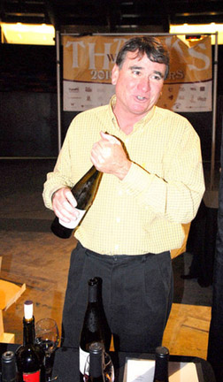 Winemaker Egelhoff shows off his creations.